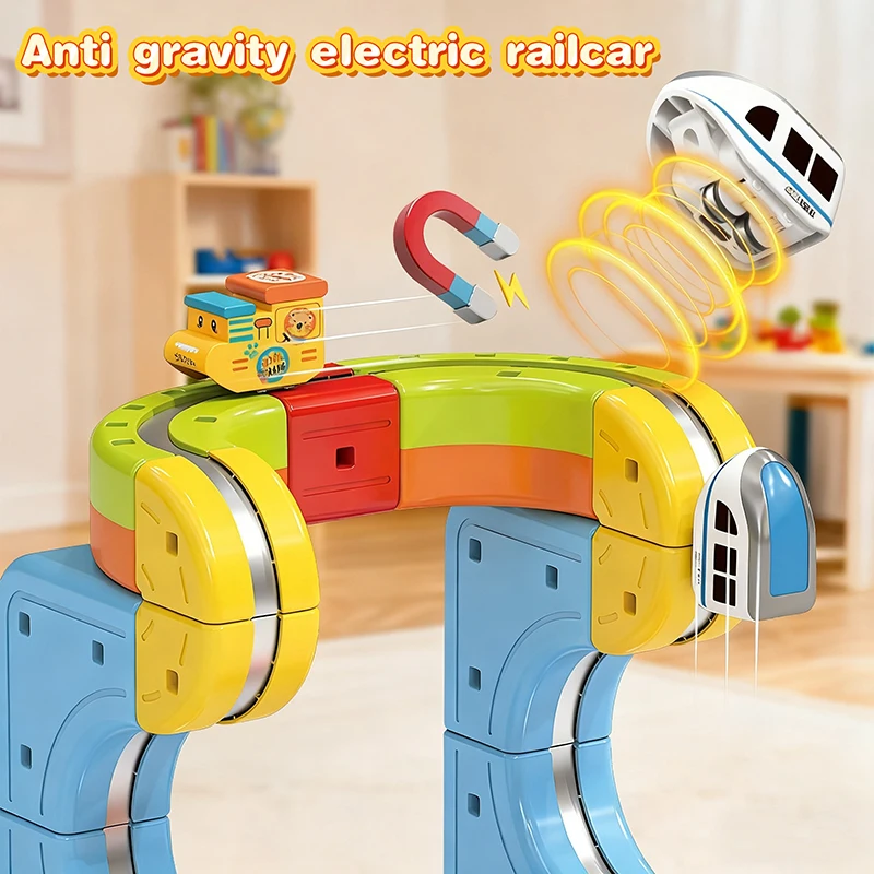 لغز الأطفال كوب الشفط الكهرومغناطيسي عالي السرعة مسار السكك الحديدية مكعب الصبي لتقوم بها بنفسك لعبة التجميع المغناطيسي هدية الكريسماس #3