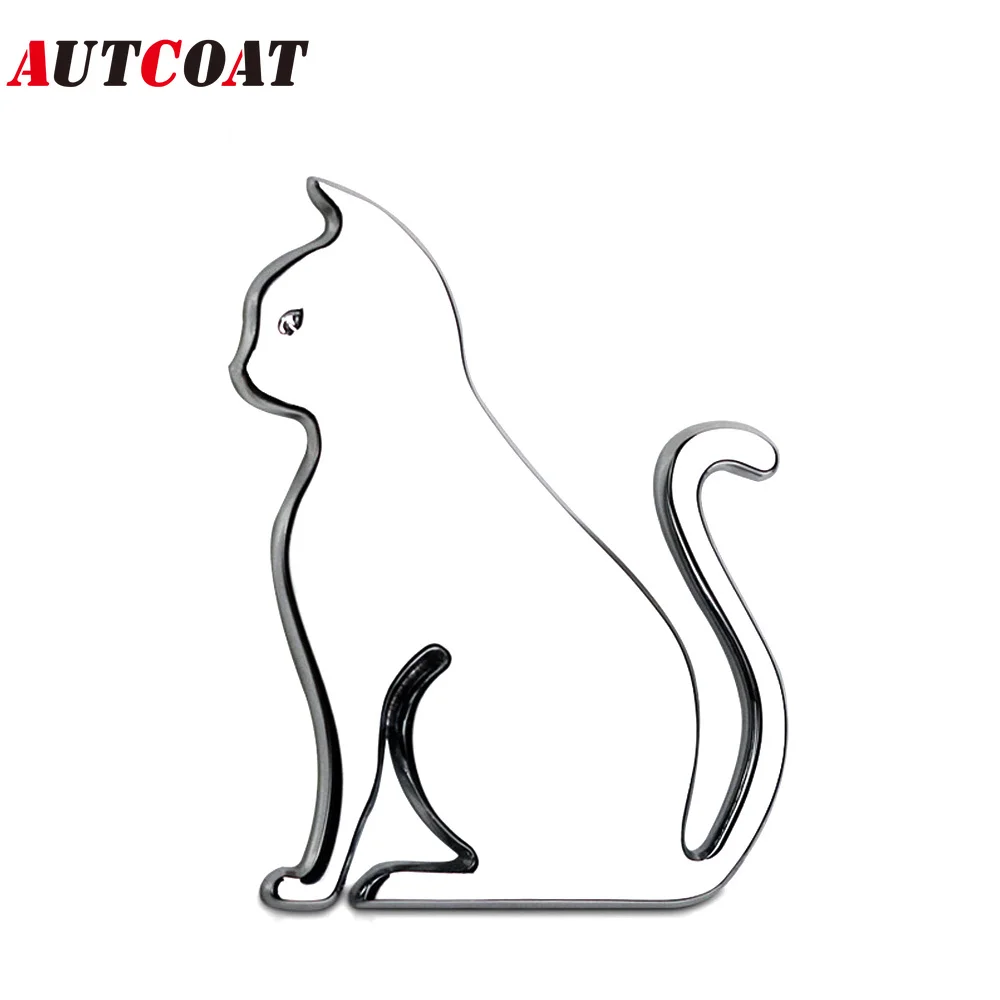 

AUTCOAT 1Pcs Car Styling Fashion Metal Stickers 3D Cat Car Sticker Car Motorcycle Accessories