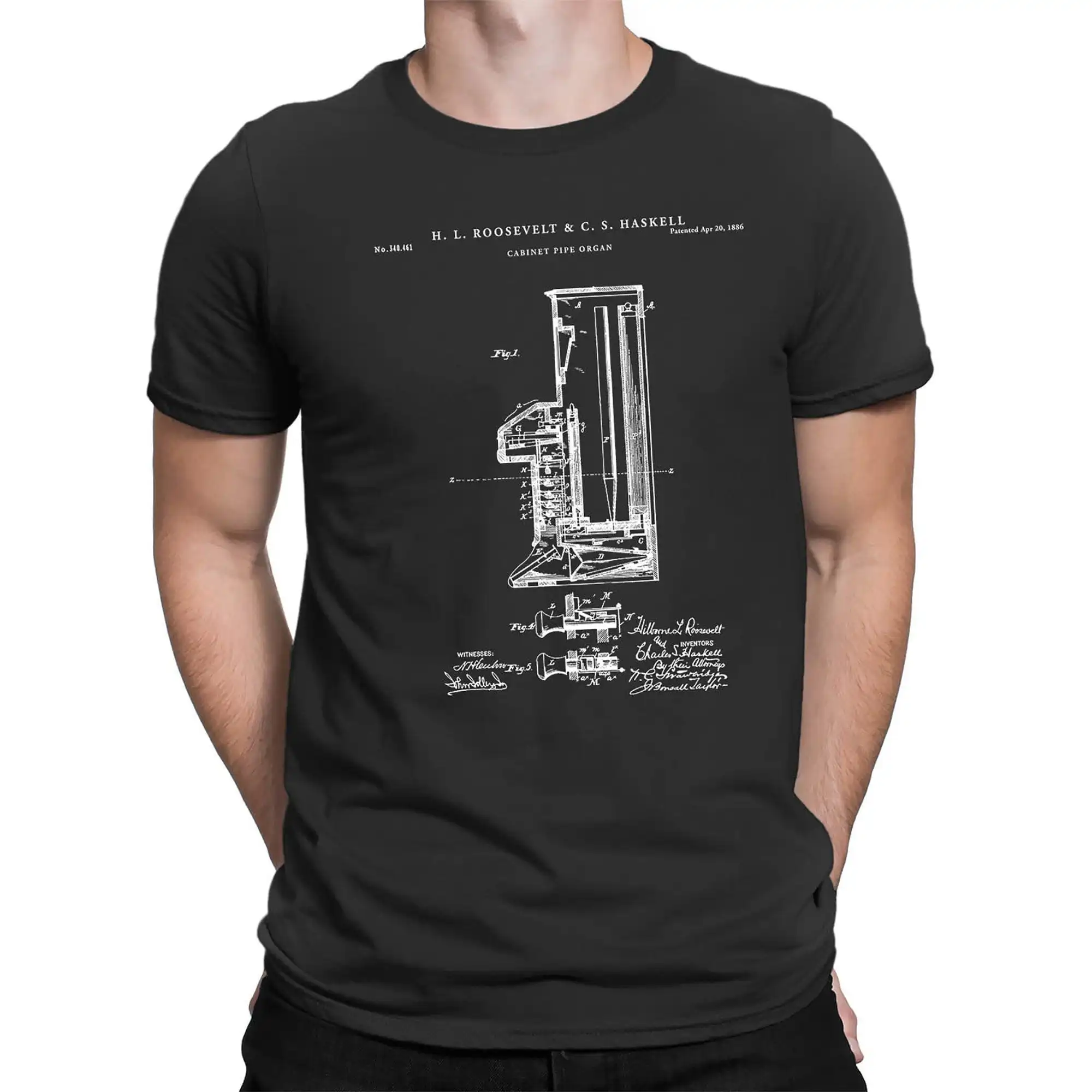 Pipe Organ Patent Print Blueprint Musician Church Decor Musical Instruments t shirt Living Room PT521