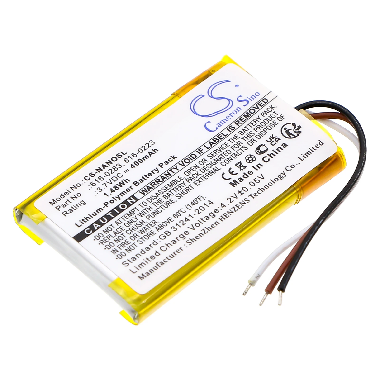 

Li-Polymer Media Player Battery for Apple, 3.7V, 400mAh, Compatible Models: iPOD Nano 2GB, iPOD Nano 4GB