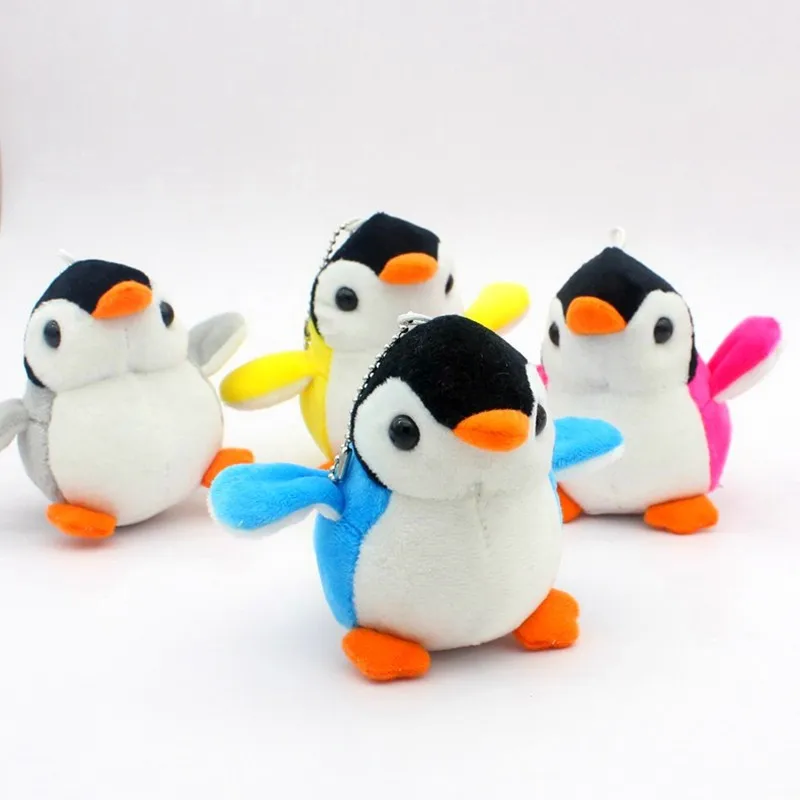 1Pc 10CM simpatico cartone animato portachiavi ciondolo farcito peluche Kawaii animale pinguino peluche bambola regalo di fascino borsa per bambini