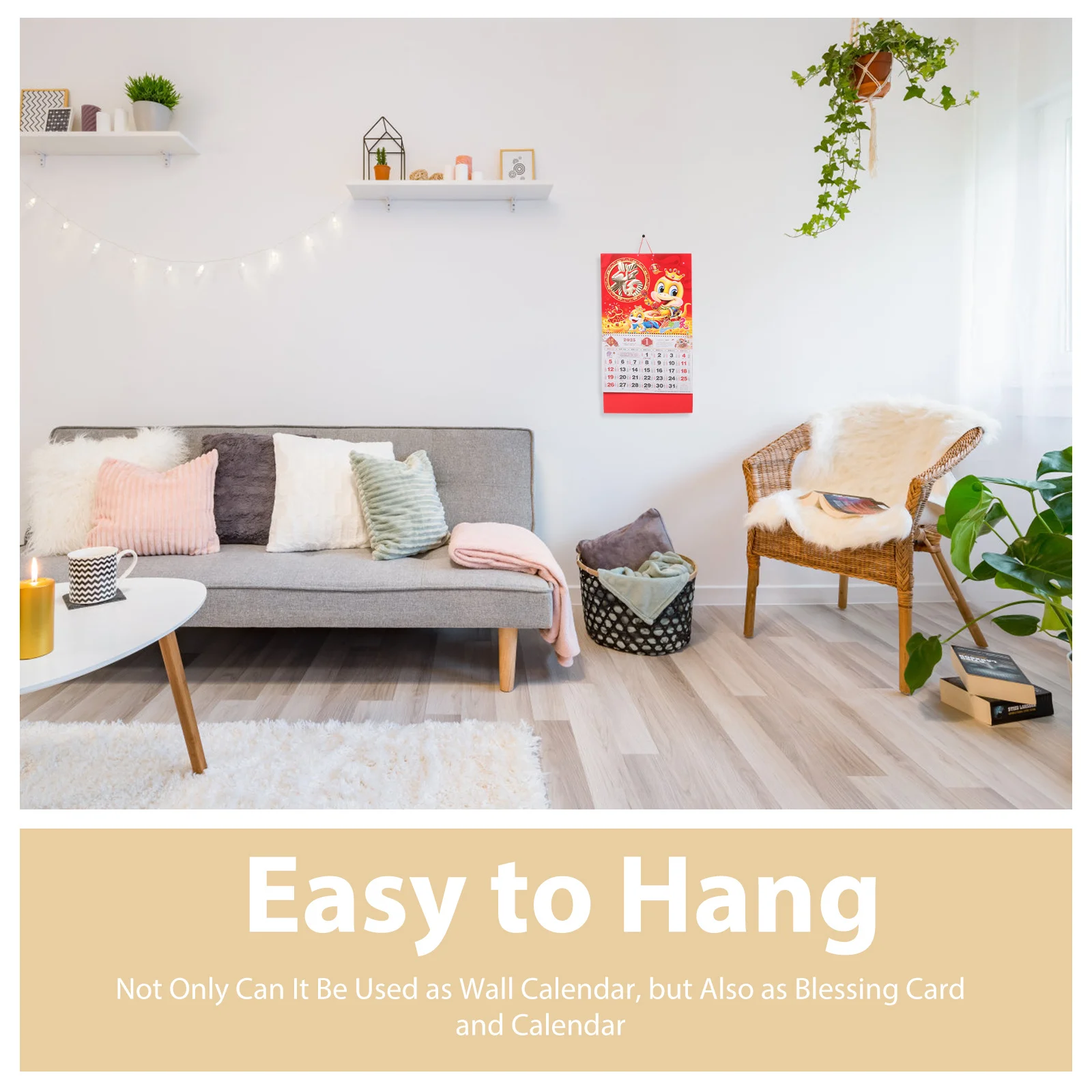 

Настенный календарь на год змеи на 2025 год в китайском стиле, лунное новогоднее украшение для домашнего офиса, бумажный подвесной календарь, подвеска на 2025 год