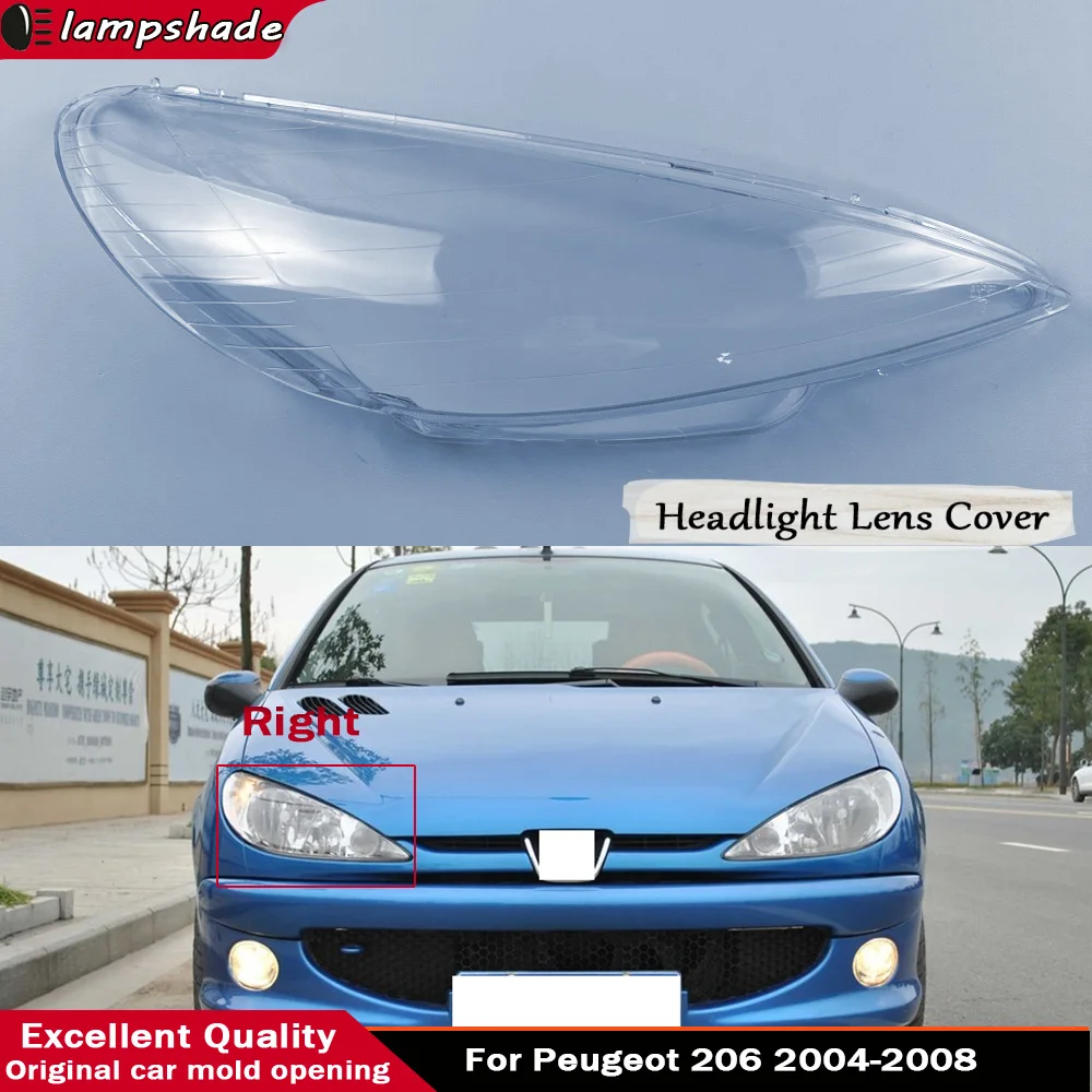 Auto Light Caps Front Headlight Cover Glass Lens Shell Light Caps Lampshade Lamp Shade For Peugeot 206 2004 2005 2006 2007 2008