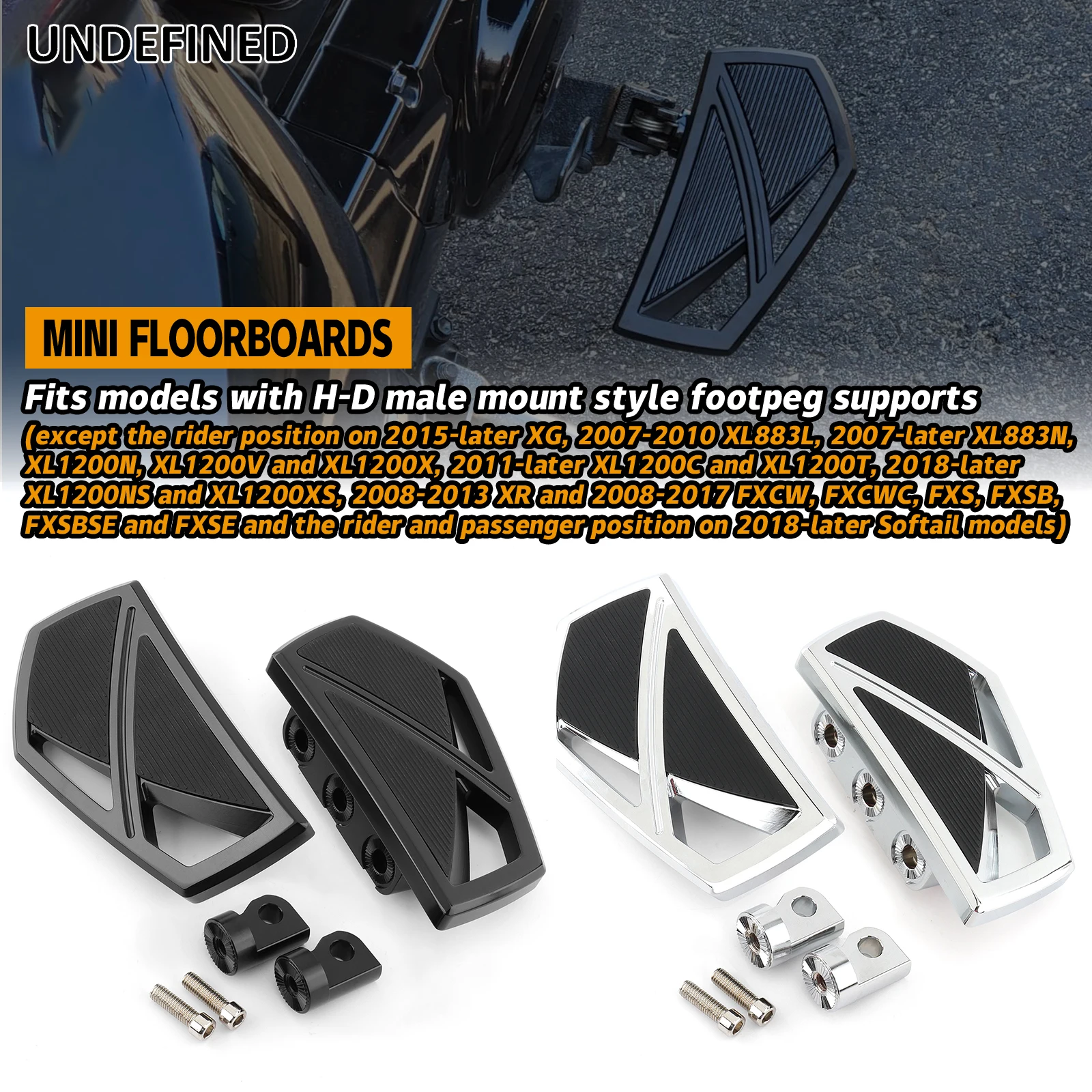 Phantom Floorboards Front Footpegs Footrests for Harley Dyna FLD Touring Road Street Glide Road King Softail Fatboy Street Bob