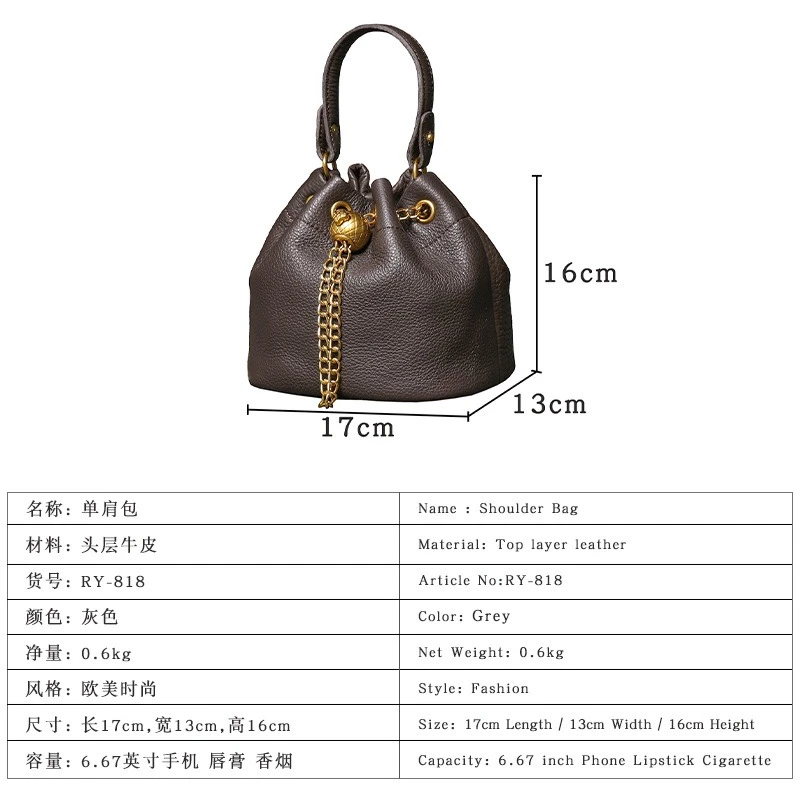 Vintage Genuine Leather Bucket Bag for Women Premium Soft Top Grain Leather Handmade Shoulder Bag Timeless Everyday Casual