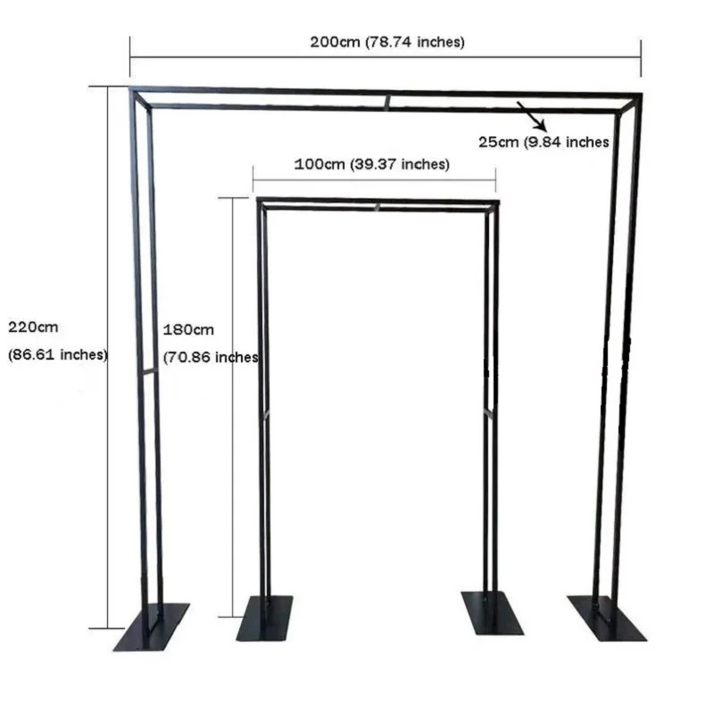 Imagem -02 - Casamento Quadrado Arco Flor Stand Fundo Duplo Metal Flor Stand Bem-vindo Área Layout Decoração Geométrica Novo