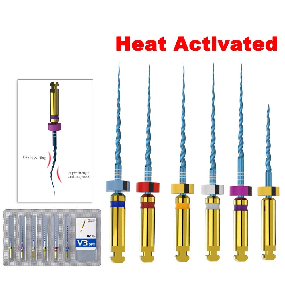 Limes radiculaires de canal endodontique activées par la chaleur super distante NiTi, utilisation du moteur dentaire, SX-F3 25mm, 6 pièces/boîte, dentistes