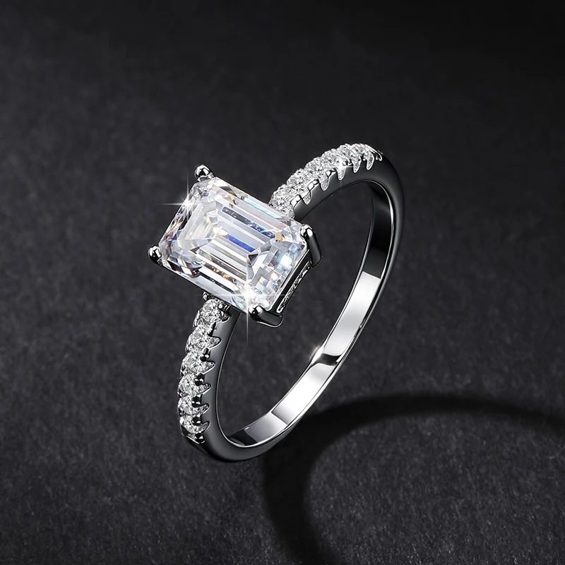 Adjustable Emerald Ring with Moissanite Gemstone S925 Sterling Silver Diamond Tester Approved Sparkling 18K Gold WomMen's Ring view 5
