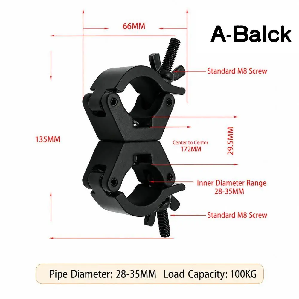 Double Lock Stage Lights Truss Clamp Aluminum Alloy Quick Release Lamp Hanger Hooks Clip Bracket 28-35mm DJ Light Clamps