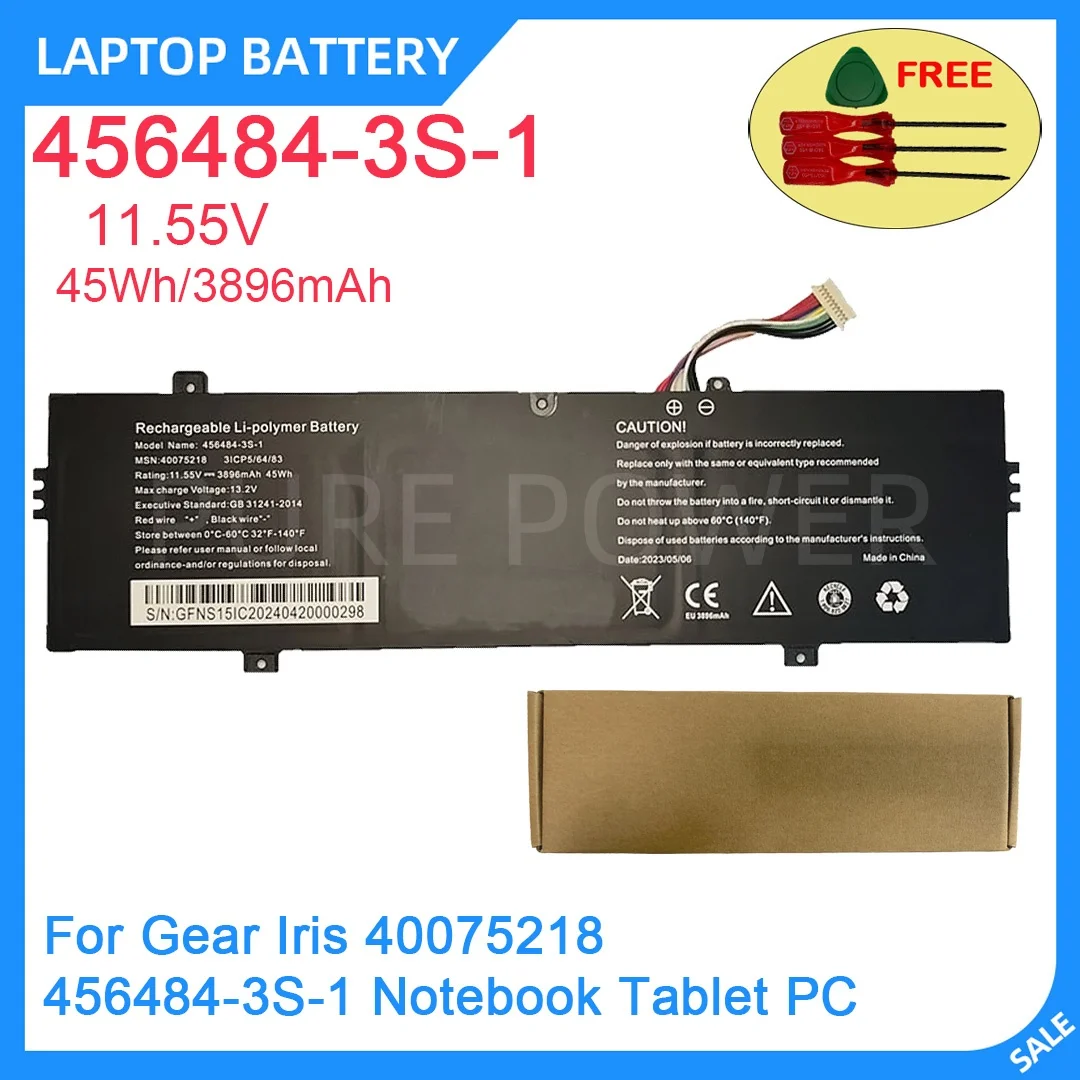 New Laptop Battery 456484-3S-1 11.55V 45WH 3896mAh High Quality For Gear Iris 40075218 456484-3S-1 Notebook Tablet PC