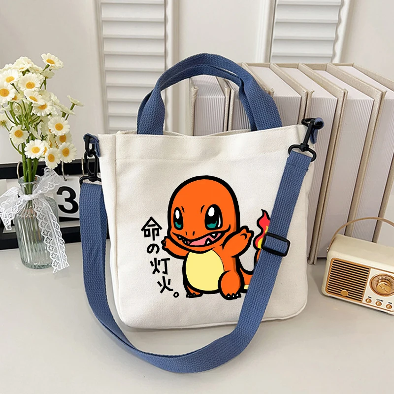 Pokemons Umhängetasche Pikachu Anime Figur Bedruckte Umhängetaschen Jungen Mädchen Große Kapazität Leinwand Handtasche Niedliche Aufbewahrungstasche Geschenk