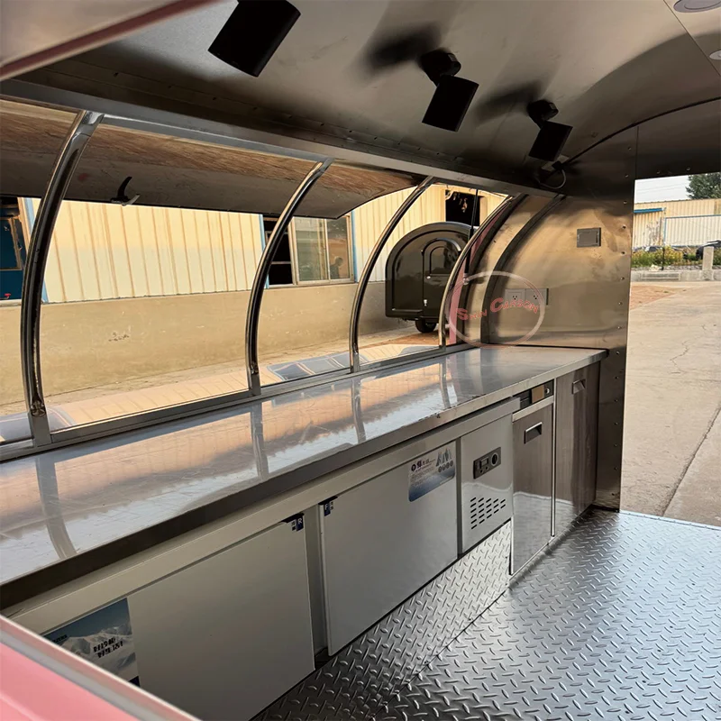 Fotografia 4: Carrinho de reboque de comida com padrões comerciais, sorvete móvel e van de café com cozinha totalmente equipada para venda para aplicação de doces