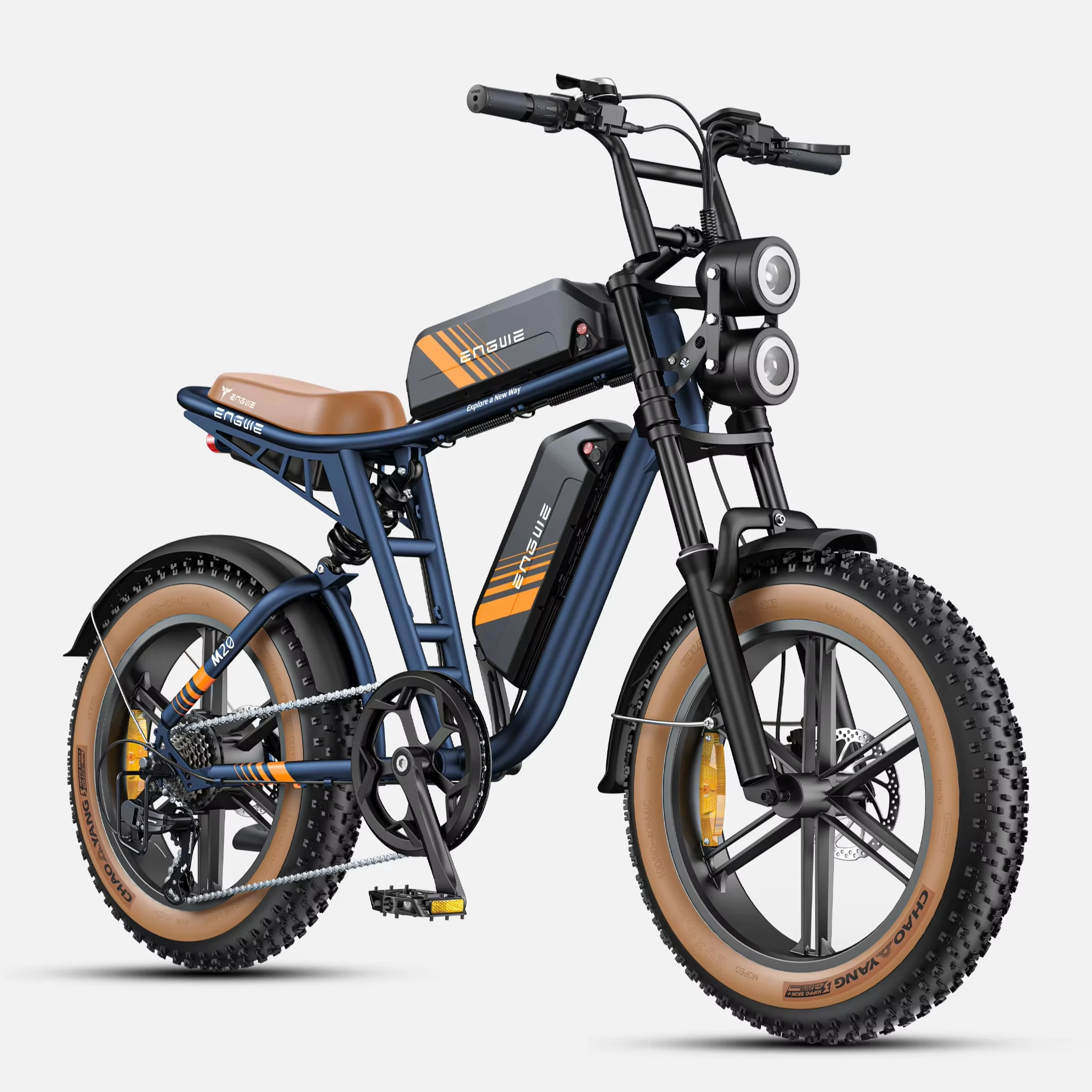 *forUS EU Stock Free Shipping M20 750W Full Suspension Double Range 48V Lithium Battery Electric Bike-Blue up to 60km Range