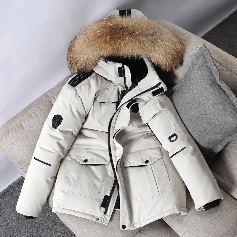 Men Winter Duck Down Coats Hooded Fur Collar Casual Long Puffer Jackets Quality Male Outdoor Windproof Warm Winter Parkas 4XL