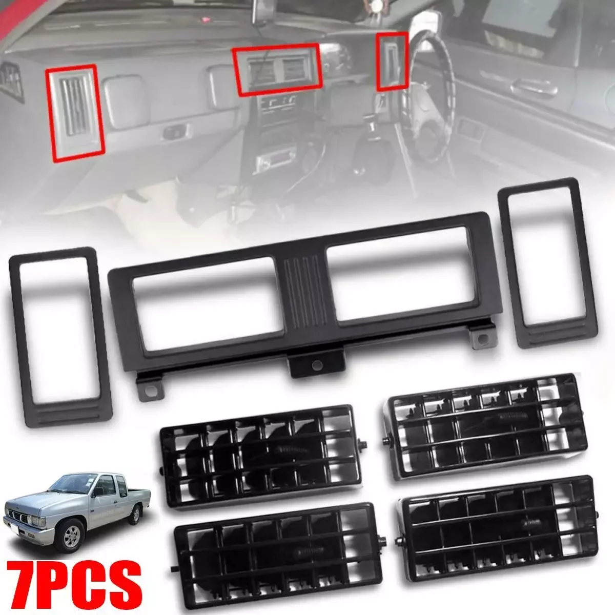 

Dashboard Heater AC Vent Grille Set for Nissan Navara D21 Hardbody Pickup 1986-1997