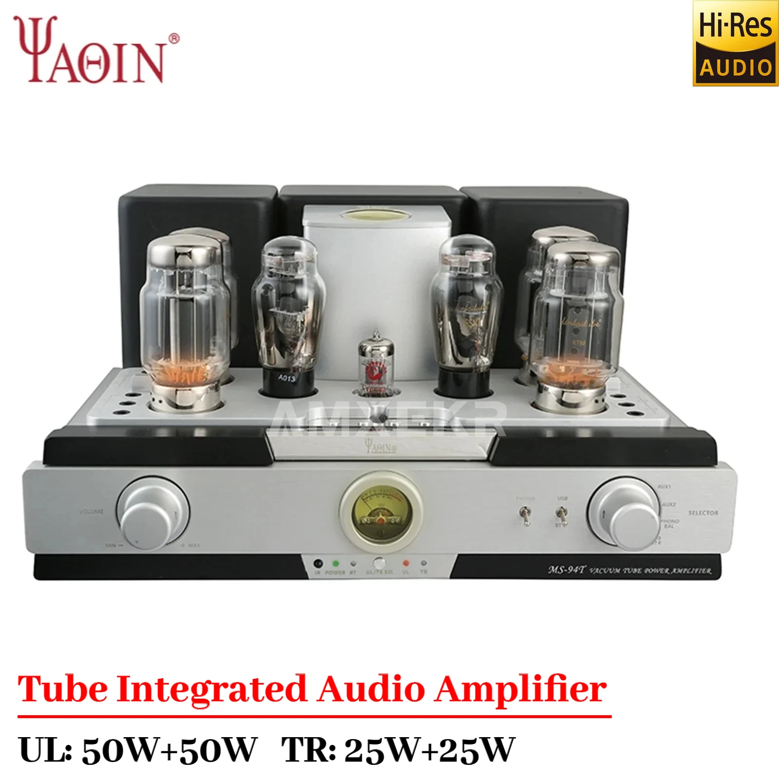 YAQIN MS-94T Gallbladder KT88 Tube Bluetooth 50W*2 Push-pull Power Amplifier Vinyl Singing Head Amplifier Sound tube amplifier