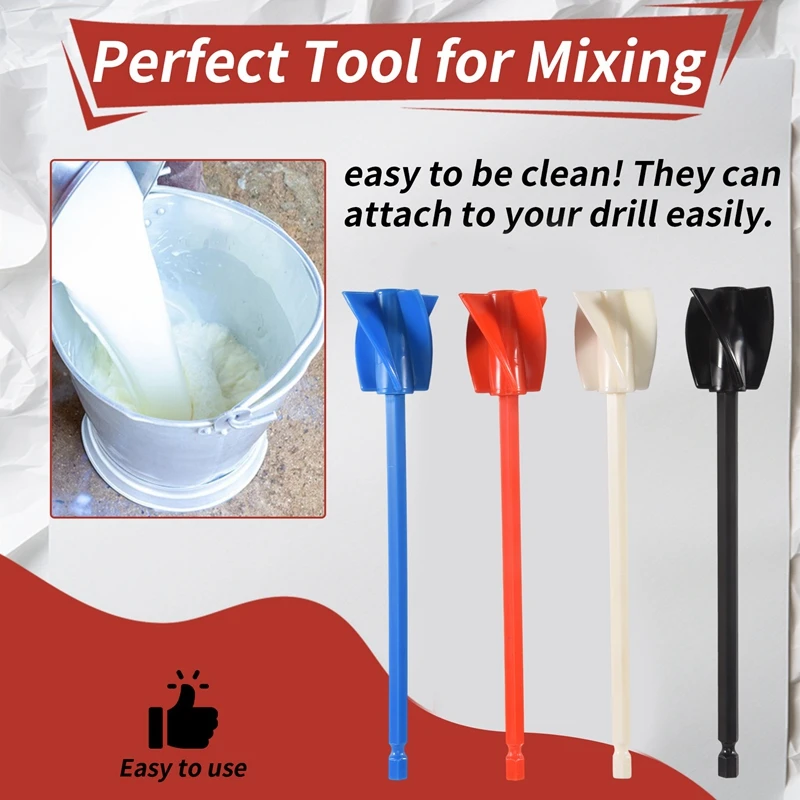 ABXH 4 упаковки лопастей для смешивания смолы, насадка для миксера эпоксидной смолы для дрели, многоразовый миксер для краски, для эпоксидной смолы, глазури, силикона