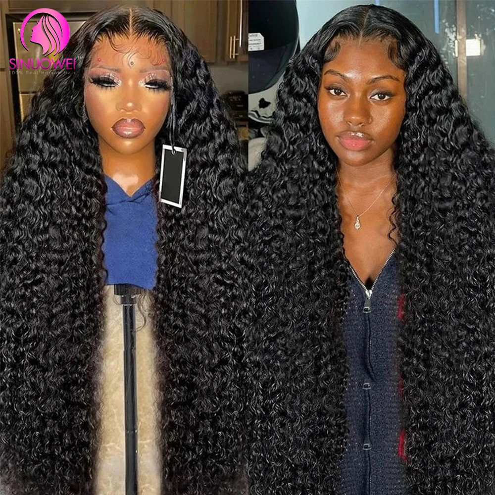 

Luxury 30 40 Inch Deep Wave Lace Front Wig 100% Human Hair Pre Plucked 250% Density Transparent Lace Frontal Wig For Black Women