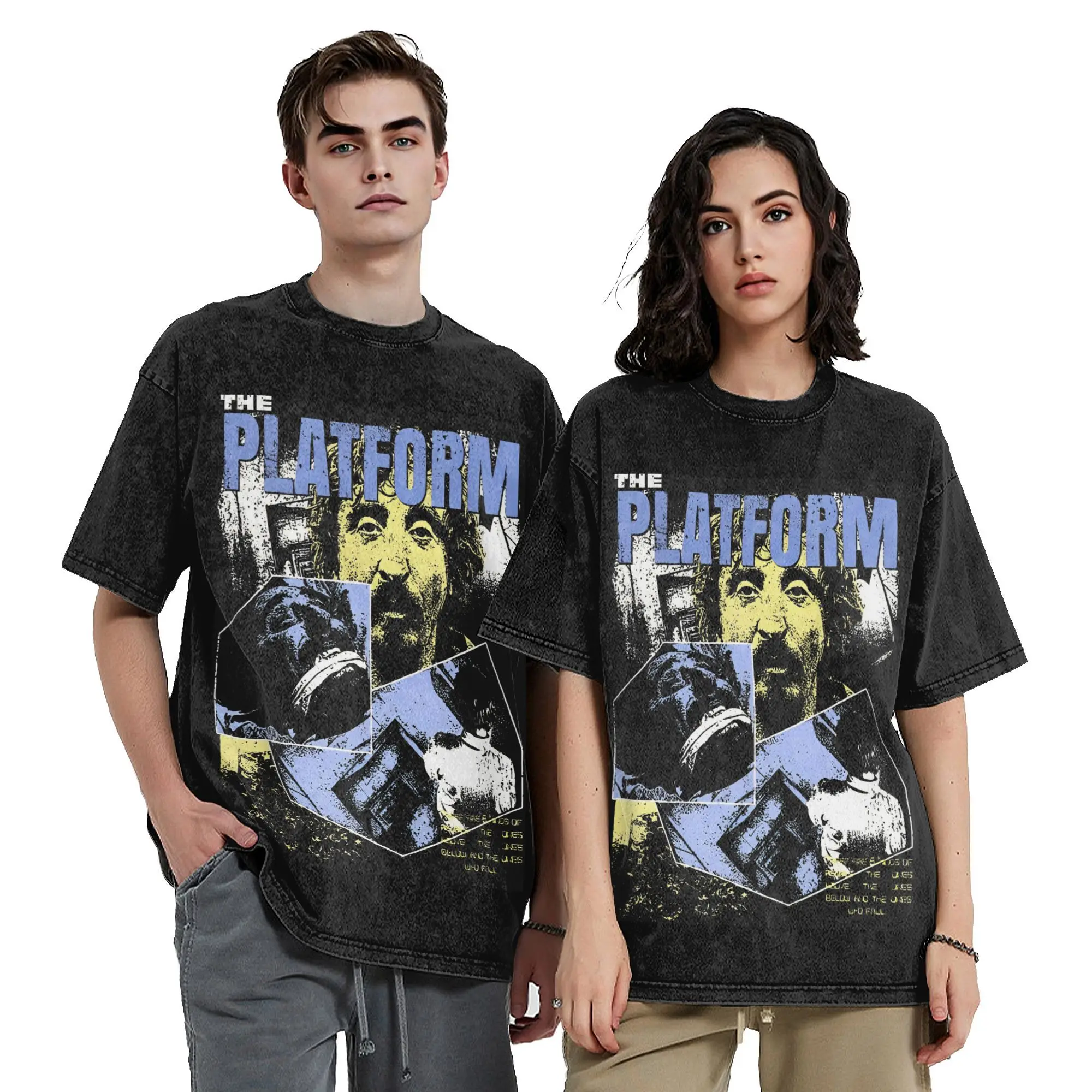 Women Men The Platform movie T Shirt Graphic Printed Washed Vintage  Harajuku Streetwear Outfit Tees