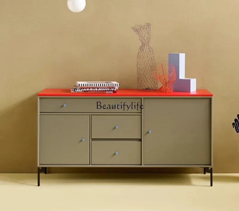 

Italian minimalist paint side cabinet foyer partition paint storage cabinetLX
