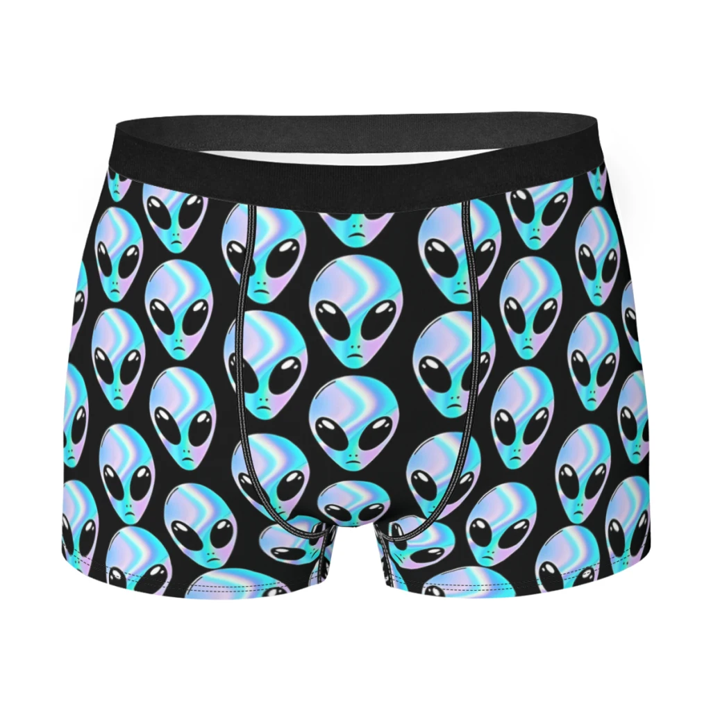 Alien Head Holographic Blue Skin  Underpants Breathbale Panties Man Underwear Print Shorts Boxer Briefs