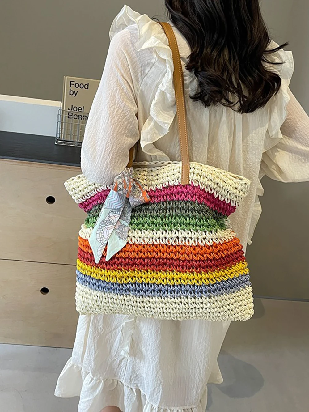 Woven Straw  Beach Bags for Women Summer 2024 New Large Capacity Holiday Travel Outdoor Bag Striped Single Shoulder Tote Bag