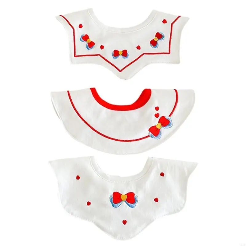 54DF 3 stuks babyvoeding slabbetjes borduren cartoon patroon slabbetjes voor baby kwijlen schort