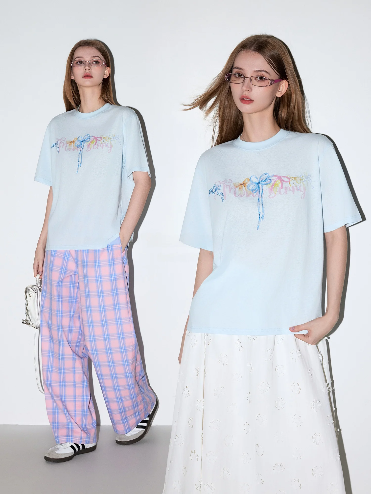 

Женская летняя простая повседневная универсальная футболка с круглым вырезом и принтом в американском ретро-стиле MoodBerry