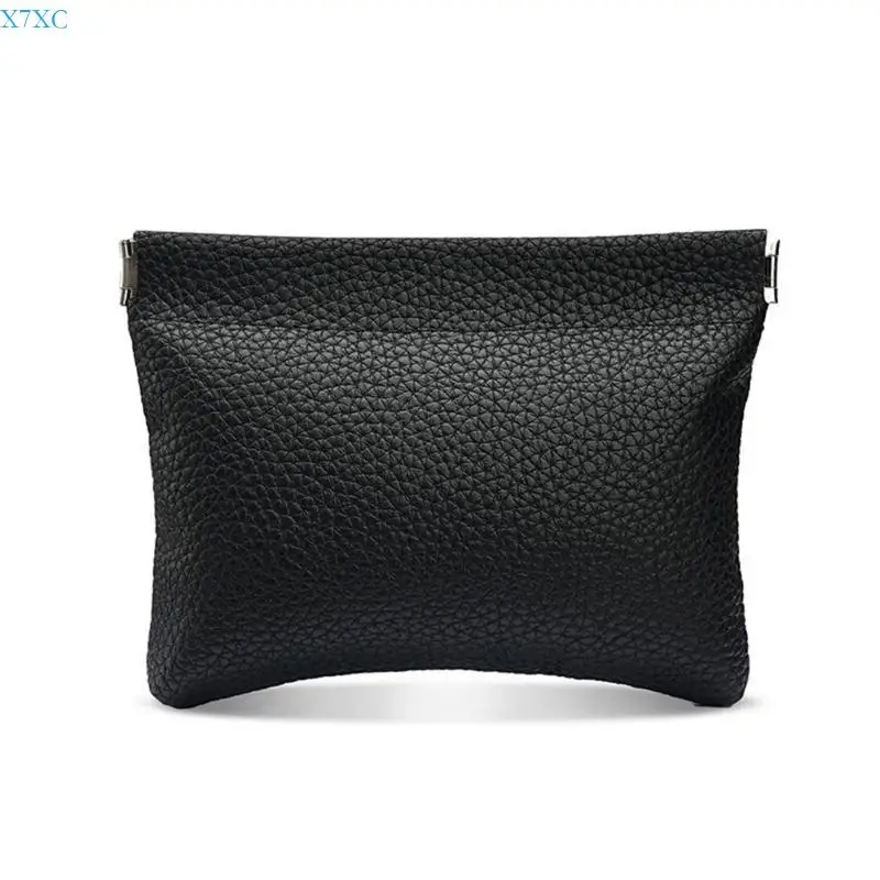 

X7XC Spring Frame PU Leather Coin Card Case Wallet for Organized Change Storage