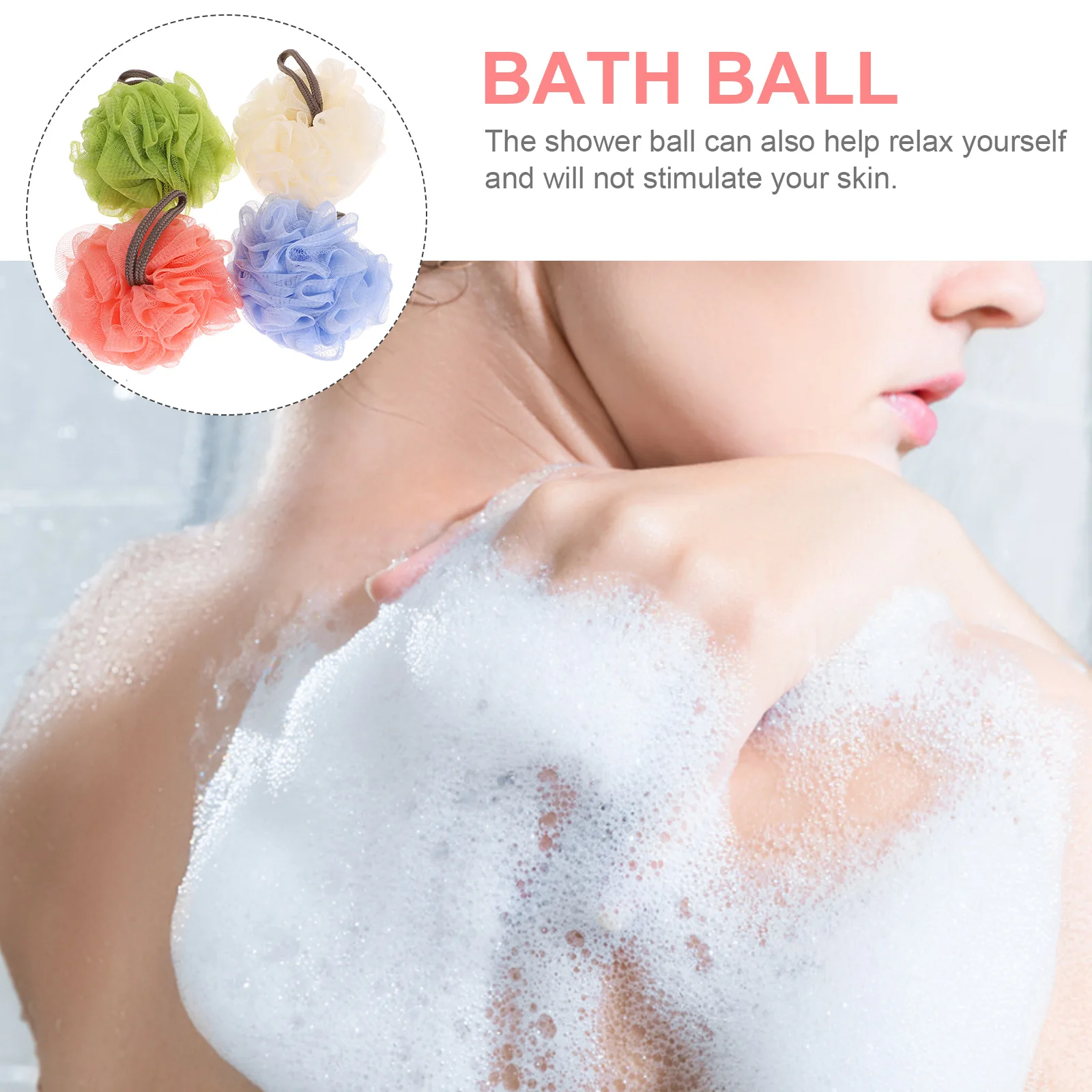 

4Pcs Bath Shower Balls Home Hanging Supple Foaming Shower Mesh Scrubbers Low Foam Consumption Body Washing Tools