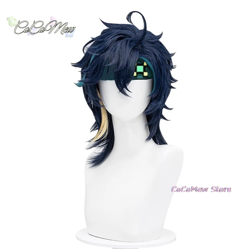 Genshin Impact Game Kinich Perruque pour Homme, Cheveux Courts, Bonnet Gratuit, Halloween, 45cm, En Stock