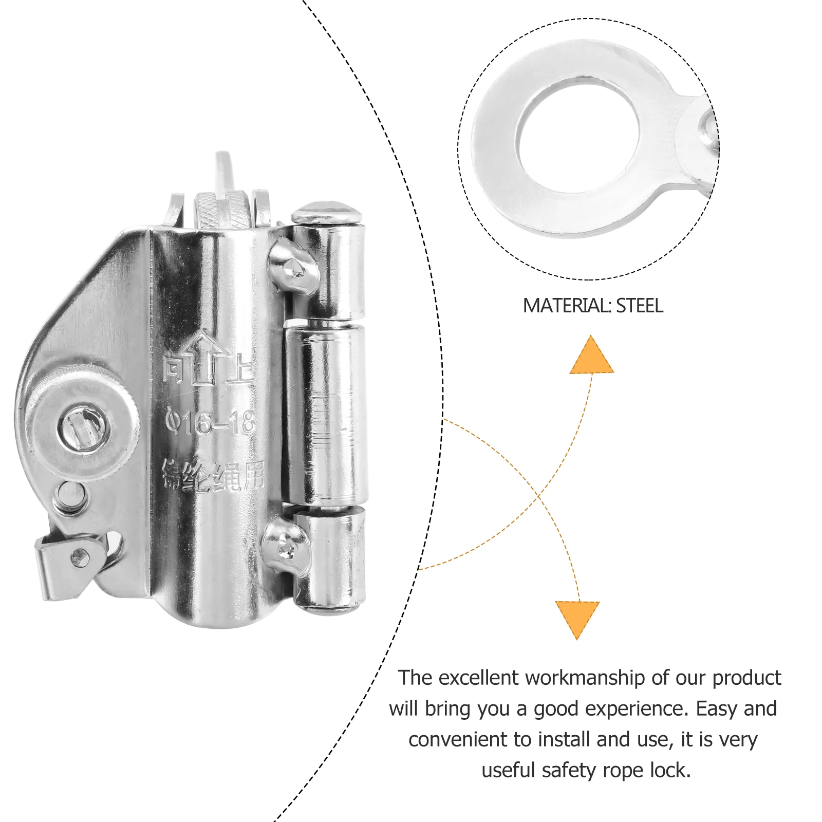 Auto-bloqueio corda Grab Clamp, Escalada Clipe de segurança, aço segurança Rope Lock, dispositivo de travamento automático