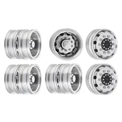 Tamiya Complete Set Aluminum Front & Rear Wheel Hubs Rims for 1/14 Tamiya Tractor Climbing Trailer RC Car Upgrade Parts