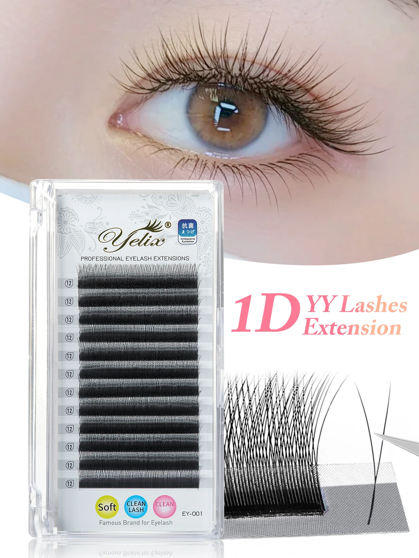 Yelix 2D Y Lashes Premade Fans Soft Lightweight Faux Cils L\LU\L+\B\C\D\I Curl Narrow Single Tip 2D Y Shape Individual Lashes