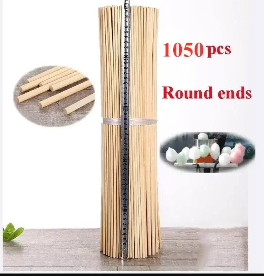 50cm*5mm 1050pcs Cotton Candy Bamboo Sticks DIY Round Ends Bamboo Skewers for Marshmallow Spun Sugar Candy Floss Wooden Skewers