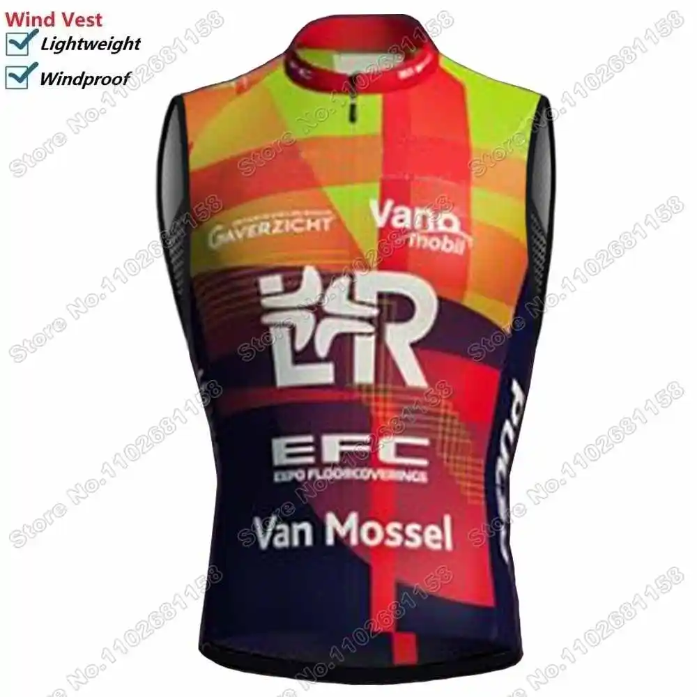 2024 EFC - L&R - Van Mossel Cycling Team Wind Vest Men Cycling Vest Windproof Cycling Jersey Sleeveless Bicycle Windbreaker MTB