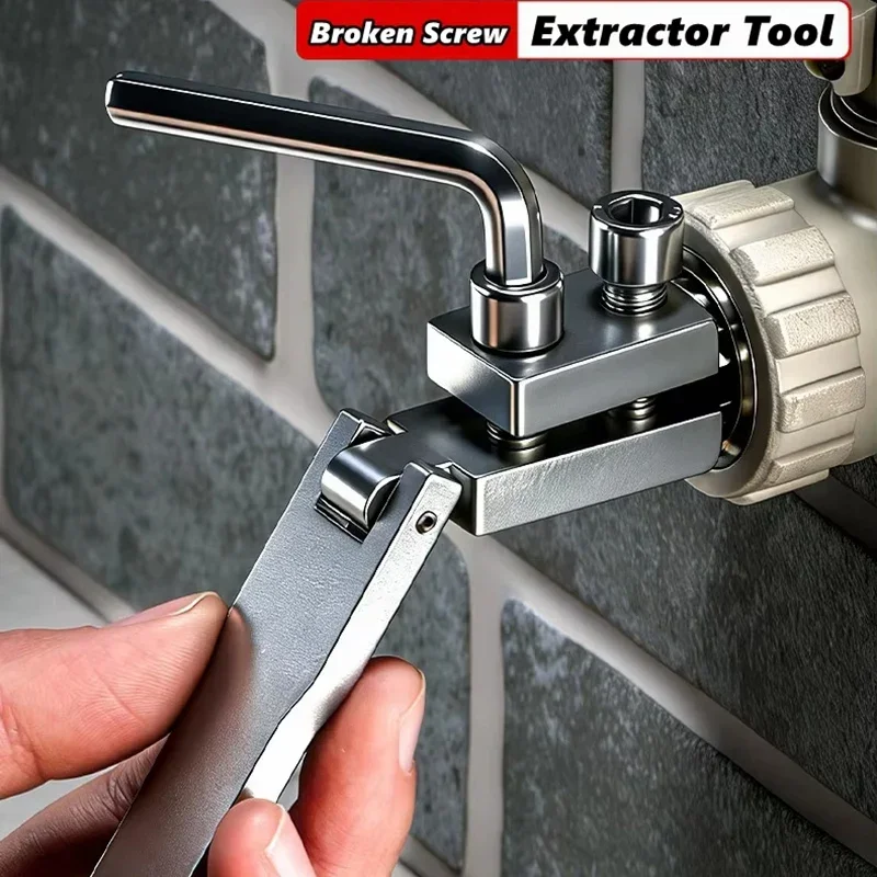 

Adjustable Faucet Angle Valve Screw Extractor – Professional Broken Bolt Remover Tool for 1/2", 3/4" Water Pipes Plumbing Repair