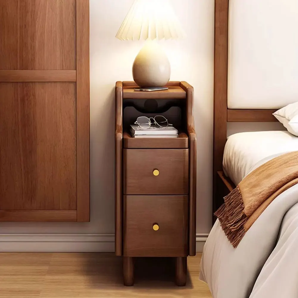 Simple Decorative Table with Storage Space Modern Narrow Nightstand Bedside Storage Small Cabinet for Bedroom image 4