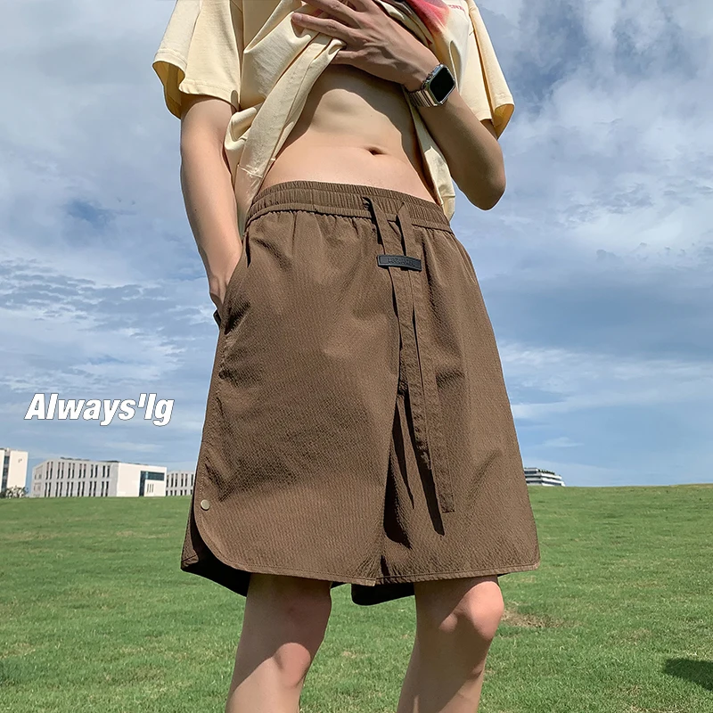 

Мужские летние тонкие свободные спортивные шорты Cé Brown в стиле ретро, повседневные брюки с прямыми штанинами, дышащие и удобные