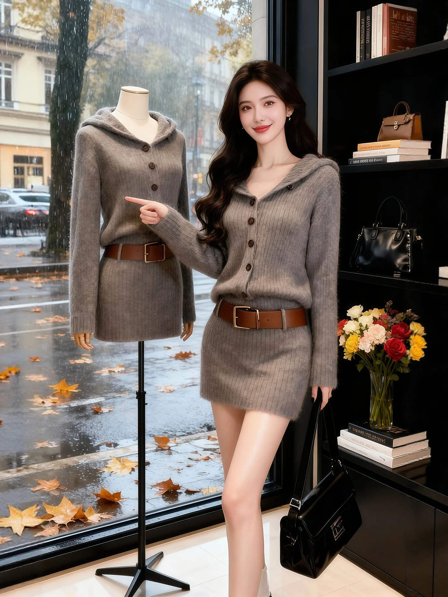 

Korean Sle Knitted Sweater Dr Women's ort Size plus Size Slimming with Belt Autumn Winter Faion Beautiful Dr