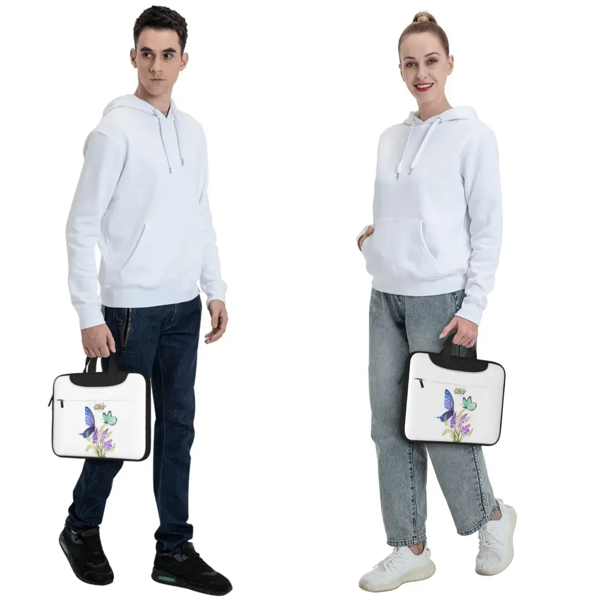 Butterflies And Lavender Flowers Nature Aesthetic Crossbody Laptop Bag Case Computer Bag Resistant Protective Notebook Pouch