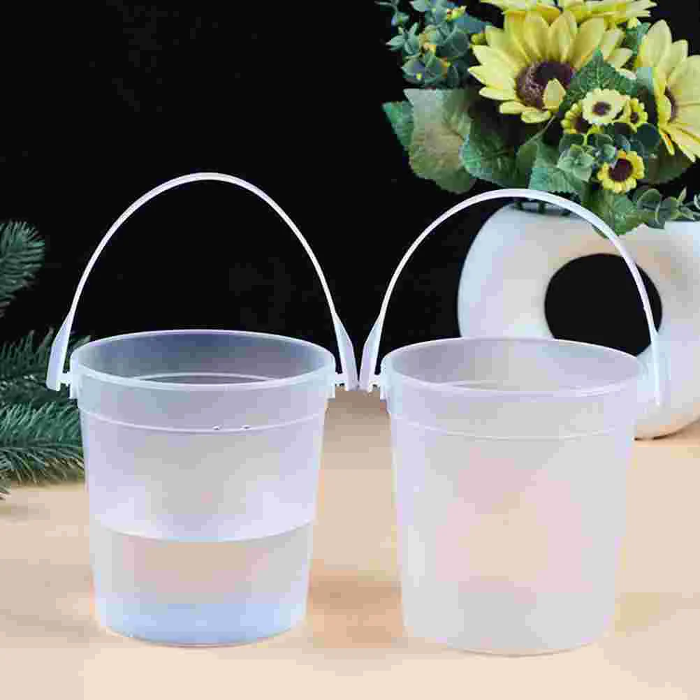 5 PCS Folding Bucket Toy Transparent Bucket Without Lid Student Ice Cleanser Mini Buckets Handles Foldable Brush Pp Wash Pen Use