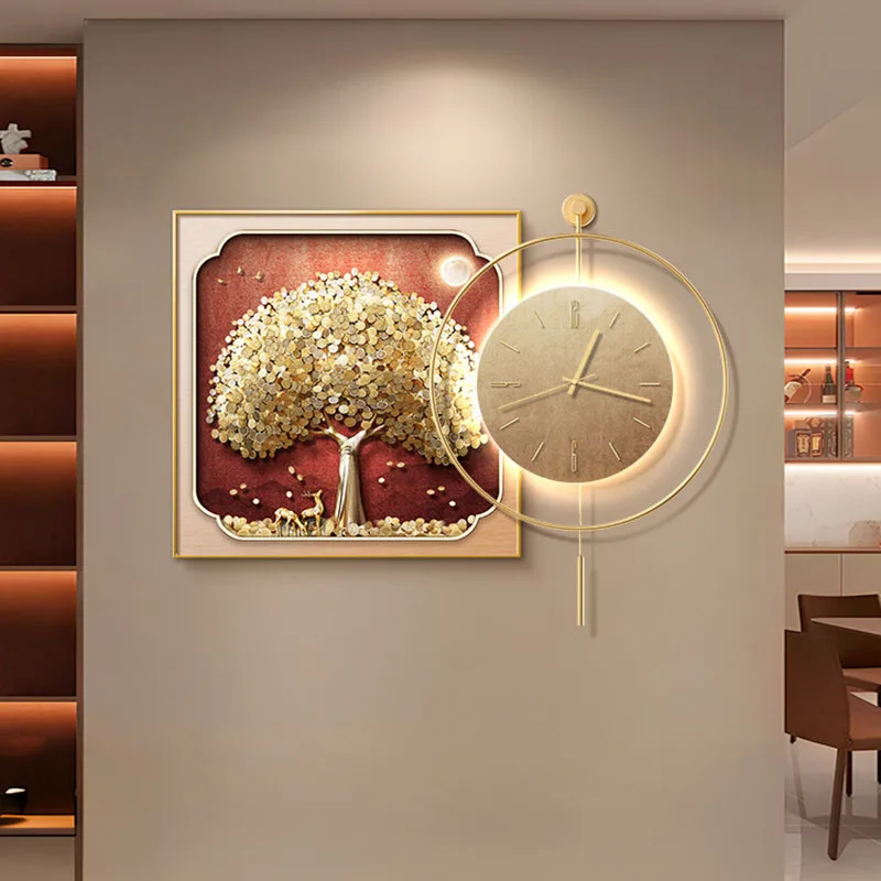 Luxury Art Mural Wall Watch Living Room Fashion Chinese Style Creative Wall Clocks Vintage Interior Interior Home Decoration
