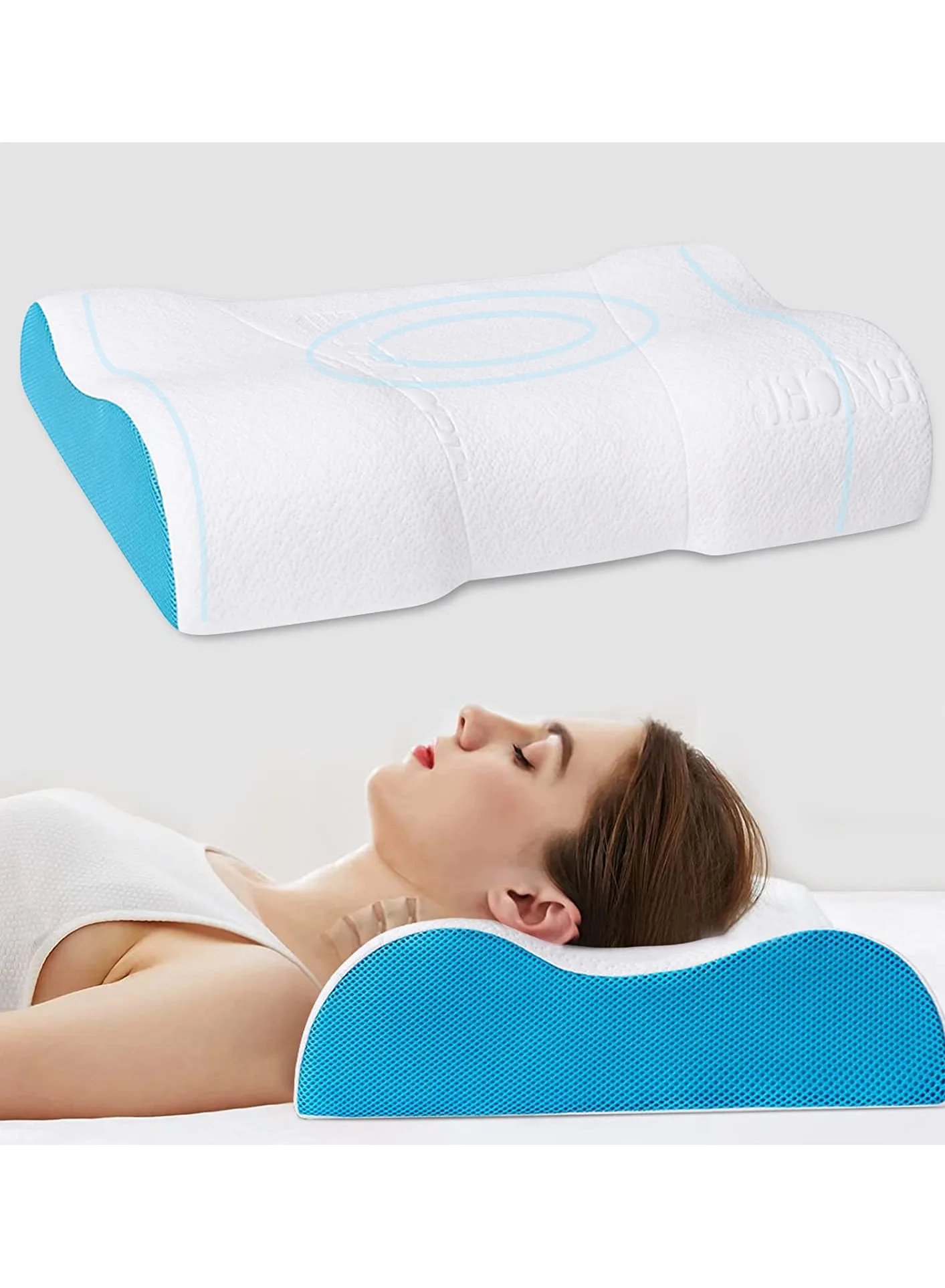 Cervical Memory Foam Pillow Contour Pillow Neck Sleeping Pillow Ergonomic Orthopedic Bed Pillow for Neck Pain Side Back Stomach