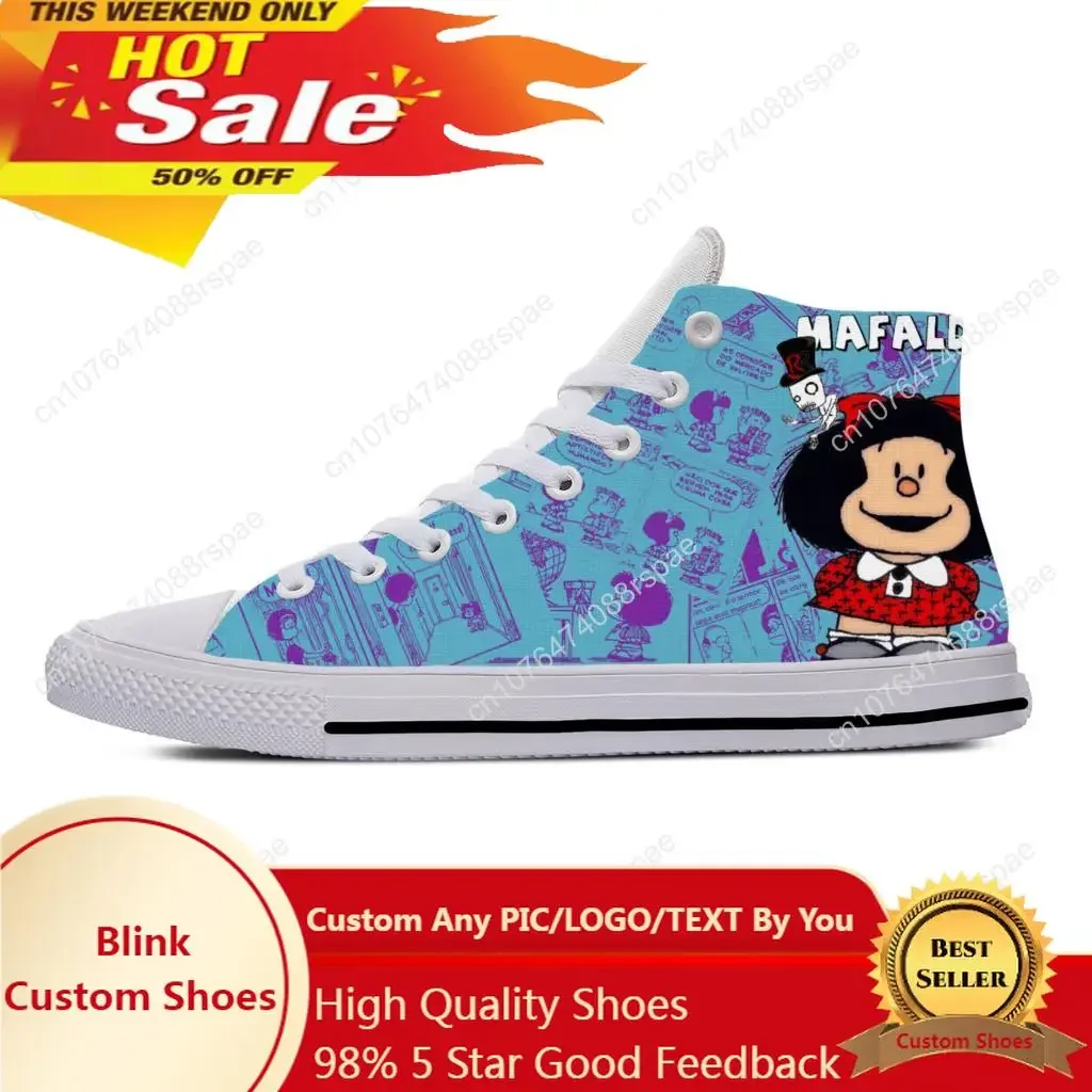 Anime Manga Cartoon Comic Mafalda süße Mode lässige Stoff Schuhe High Top leichte atmungsaktive 3D-Druck Männer Frauen Turnschuhe