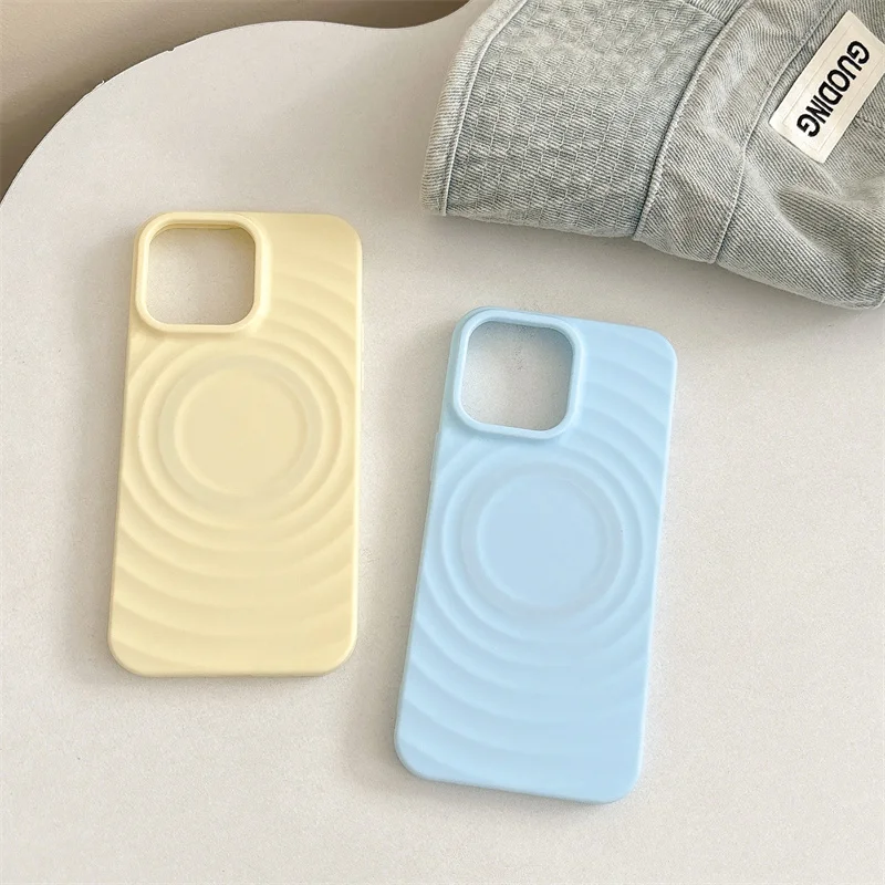 3D Water Ripple Liquid Silicone Magsafe Phone Case For iPhone 16 15 14 Plus 13 12 11 Pro Max Wireless Charge Magnetic Soft Cover