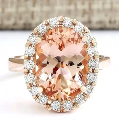 14K Rose Gold Close Women's Topaz Rings Stone Champagne Jewelry Bizuteria Gold Wedding Jewelry Gemstone