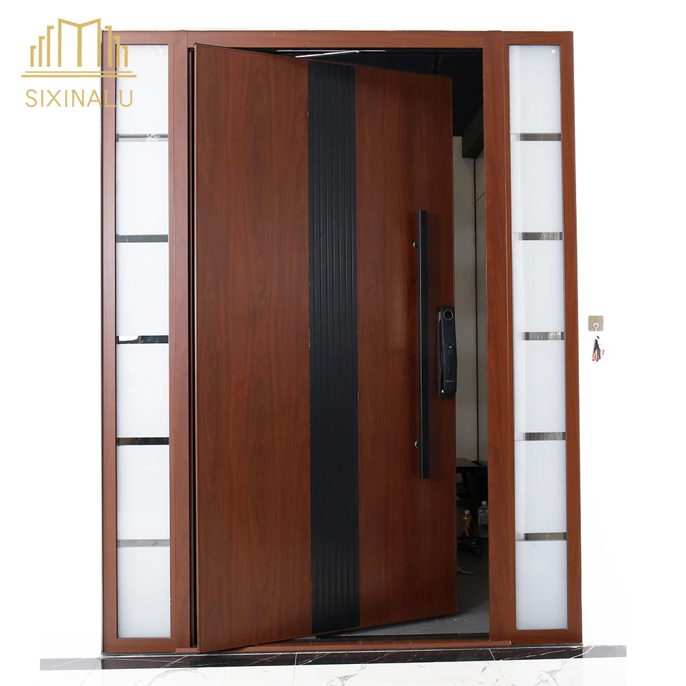 

Sixinalu Exterior Entry Doors Safety 3mm Aluminum Alloy Profile Front Casement Entrance Door With Smart Lock Panel Home Decor