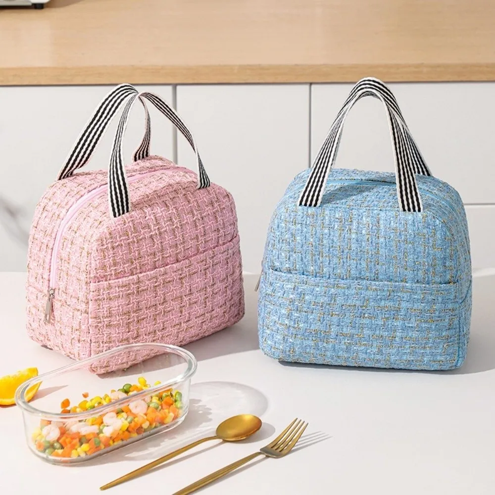 2PCS/SET Large Capacity Lunch Bag Small Fresh Style Fashion Cooling Picnic Bag Elegant Polyester Thermal Insulation Bag