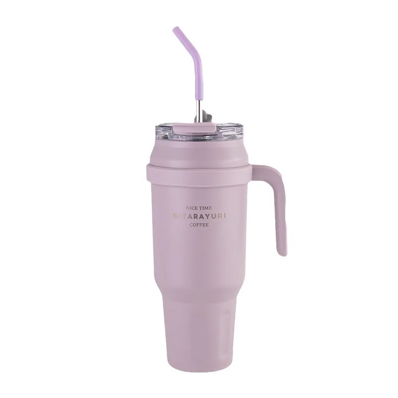 كأس بينجبا فراغ بطبقتين من الفولاذ المقاوم للصدأ مع مقبض ، ترمس أوتوماتيكي محمول ، سعة كبيرة ، خارجي ، رياضي